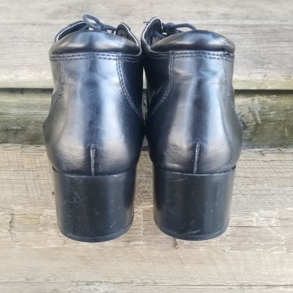 Vintage 90s y2k Bratz Lace Up Square Toe Chunky Heel Black Ankle Boots Booties - Picture 5 of 11